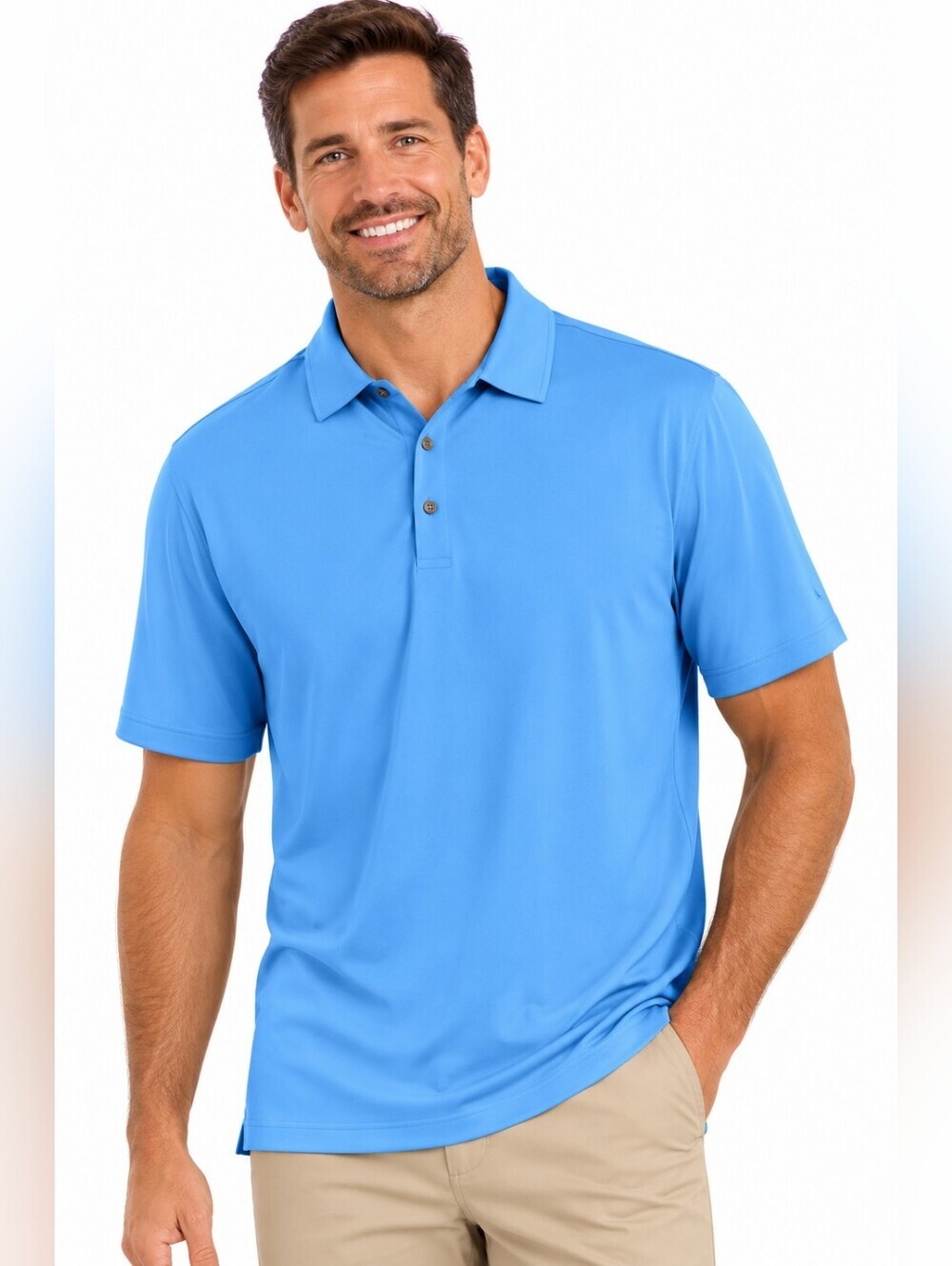 Tomny Bahama Men's Dri-Logic Polo Shirt Blue Short Sleeve Button Size Medium